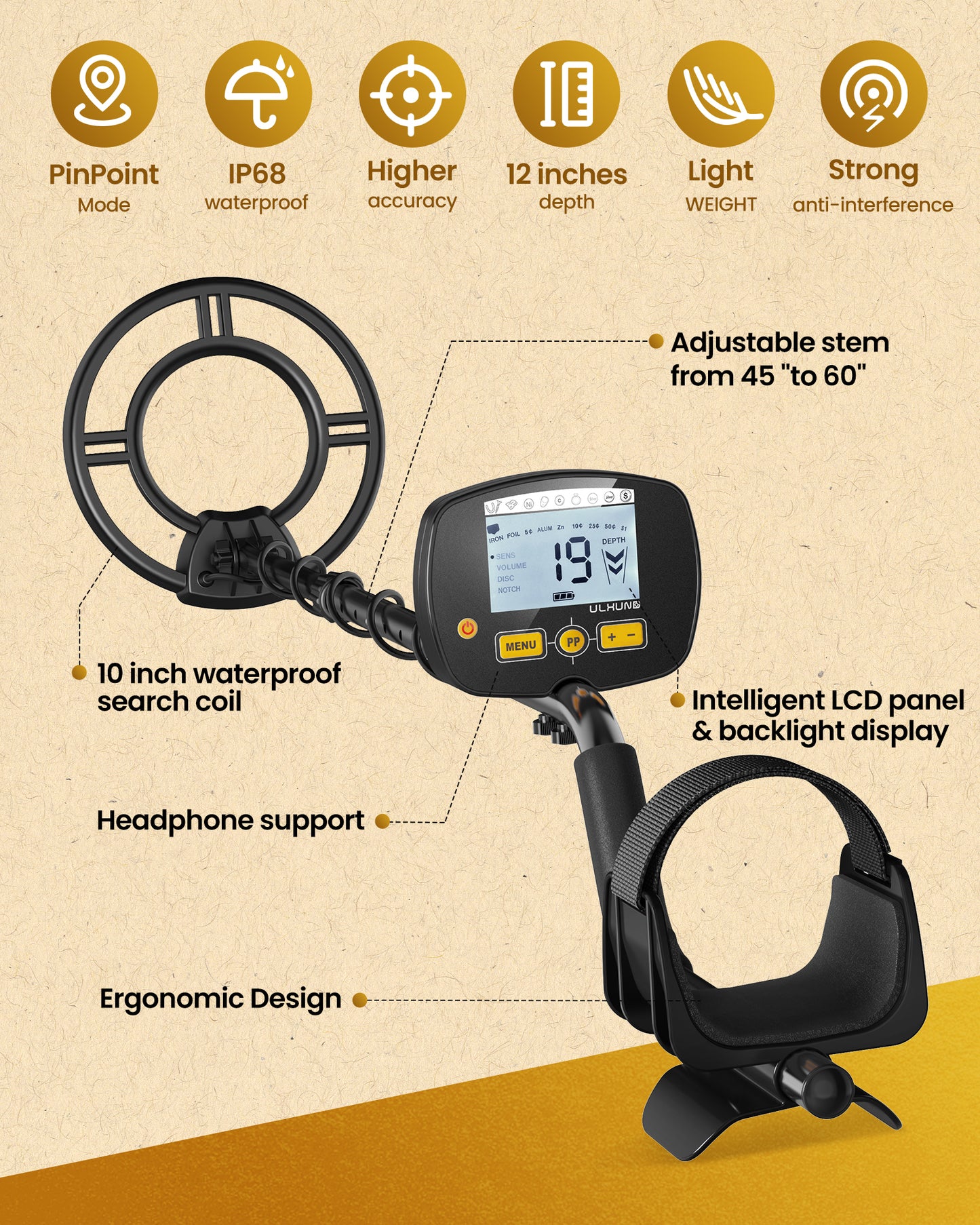 ULHUND Metal Detector+Metal Detector Pinpointer