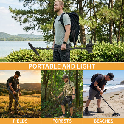 ULHUND Foldable Waterproof Metal Detector for Adults – 11" IP68 Coil, 12.8" Depth, 4 Modes