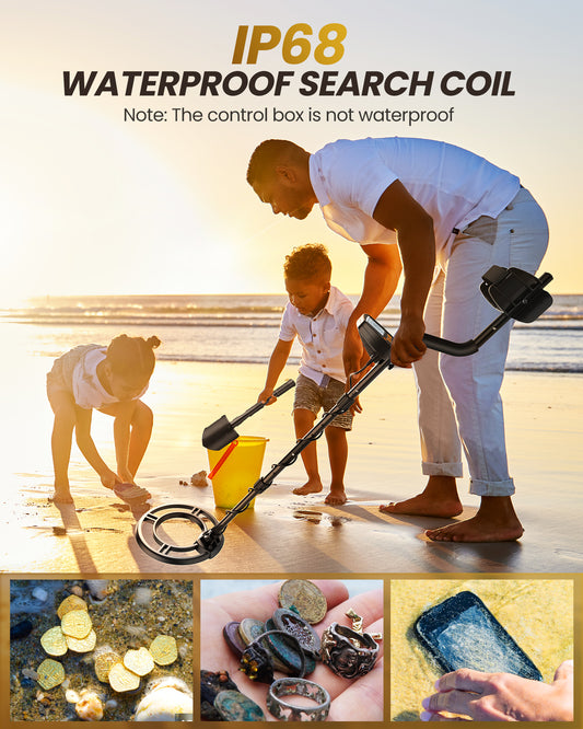 ULHUND 1701 metal detector with IP68 waterproof search coil – control box is NOT waterproof